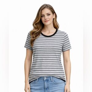 Striped Gray and Black Women's Tee